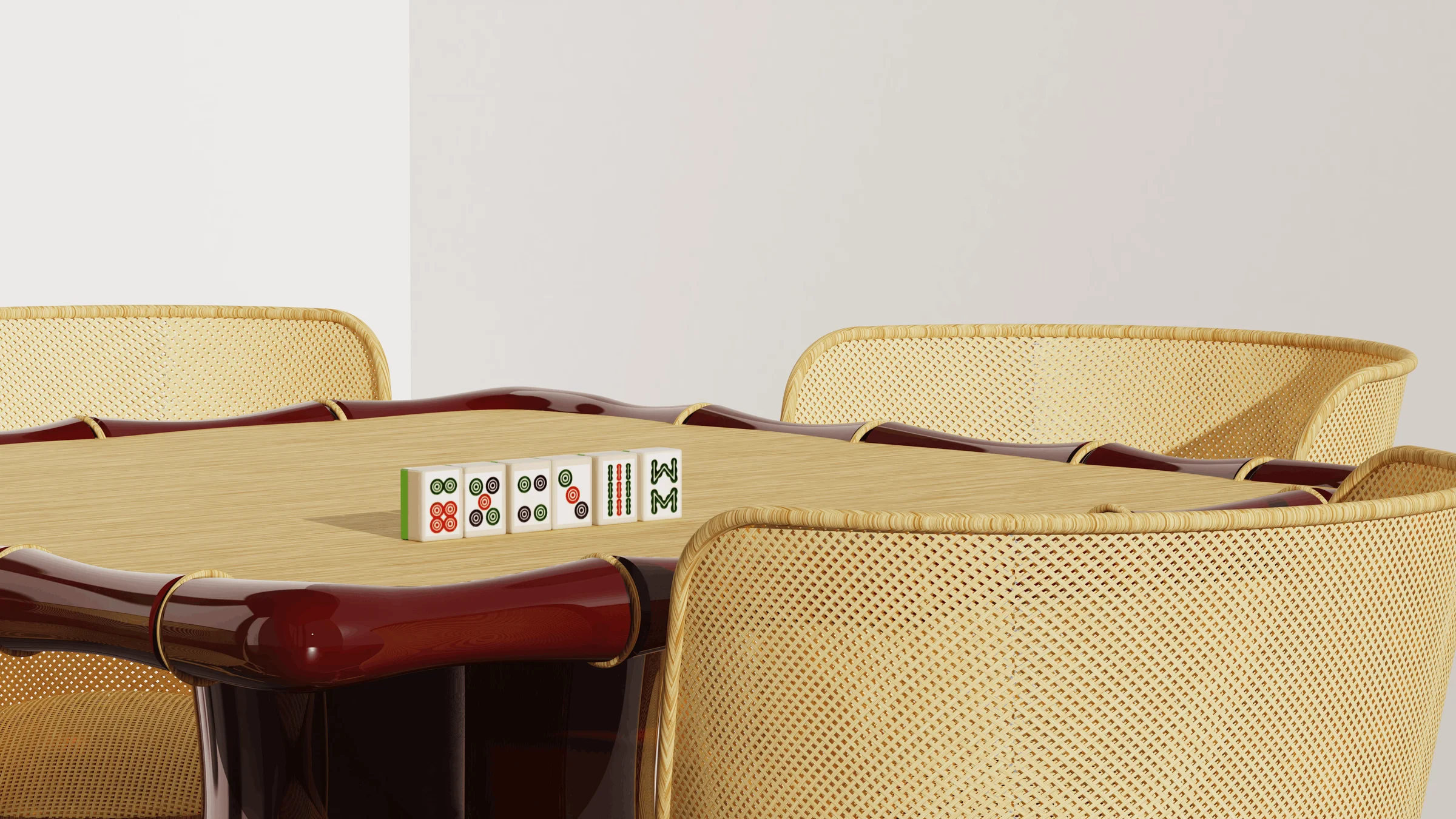 Close-up render of the Anyi table and chair set