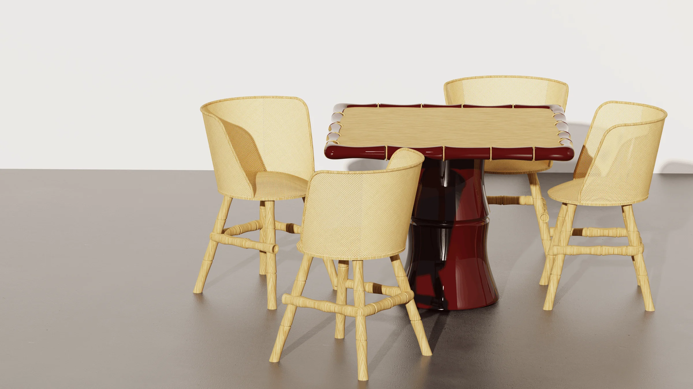 Hero render — full table and chair set