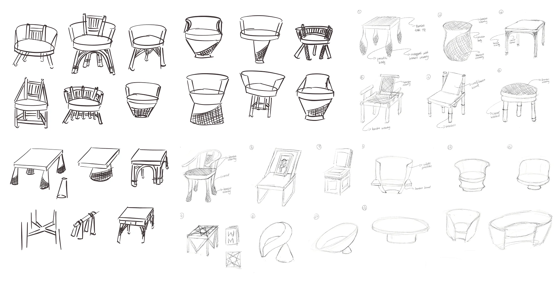 Ideation and form exploration sketches