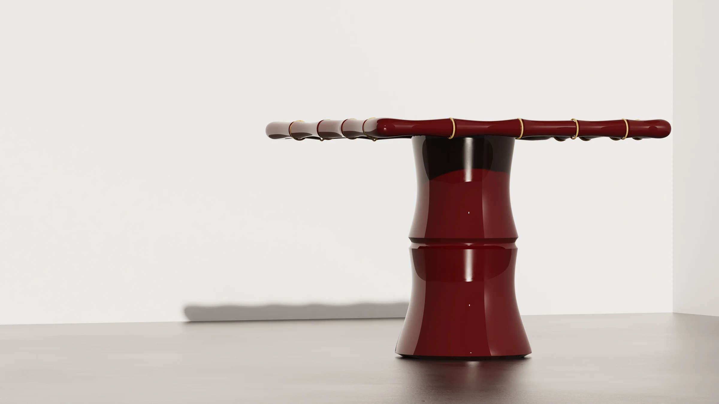 Table render — lacquered finish