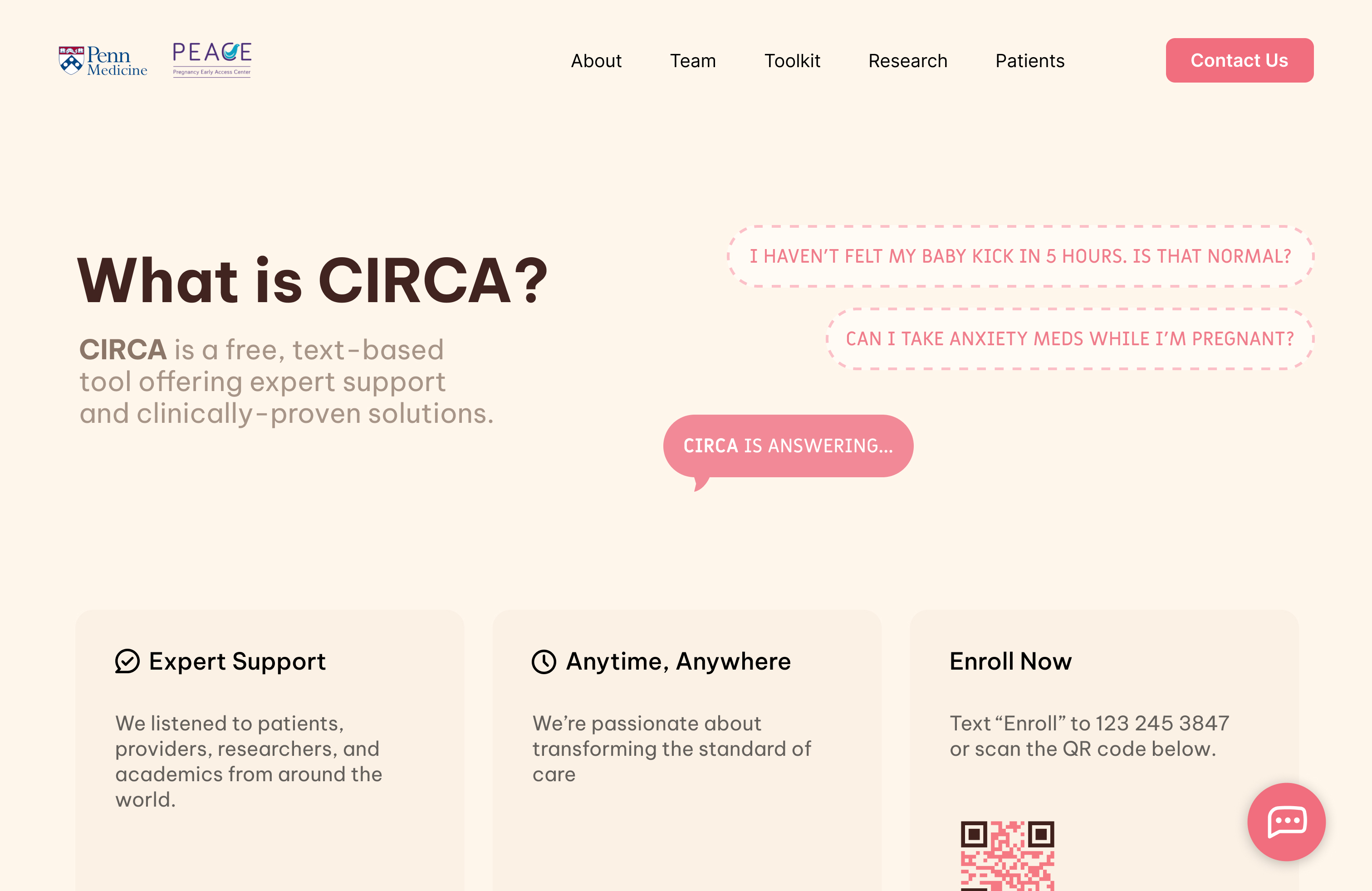 CIRCA landing page