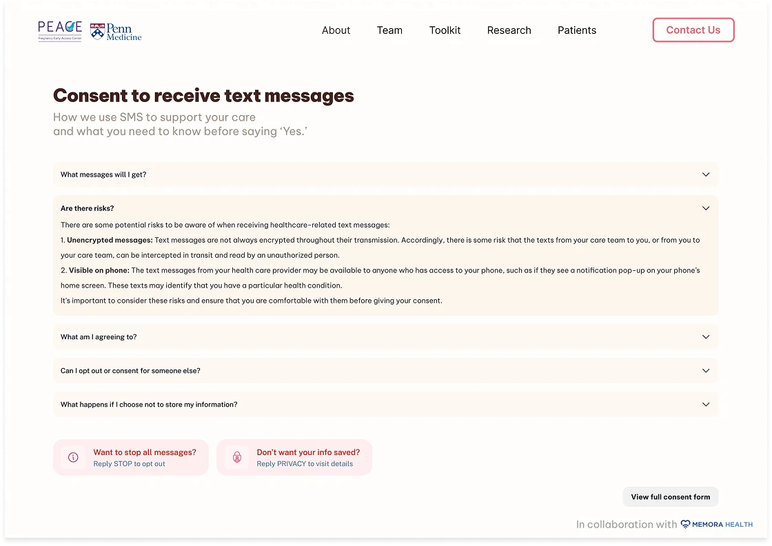 Privacy policy page