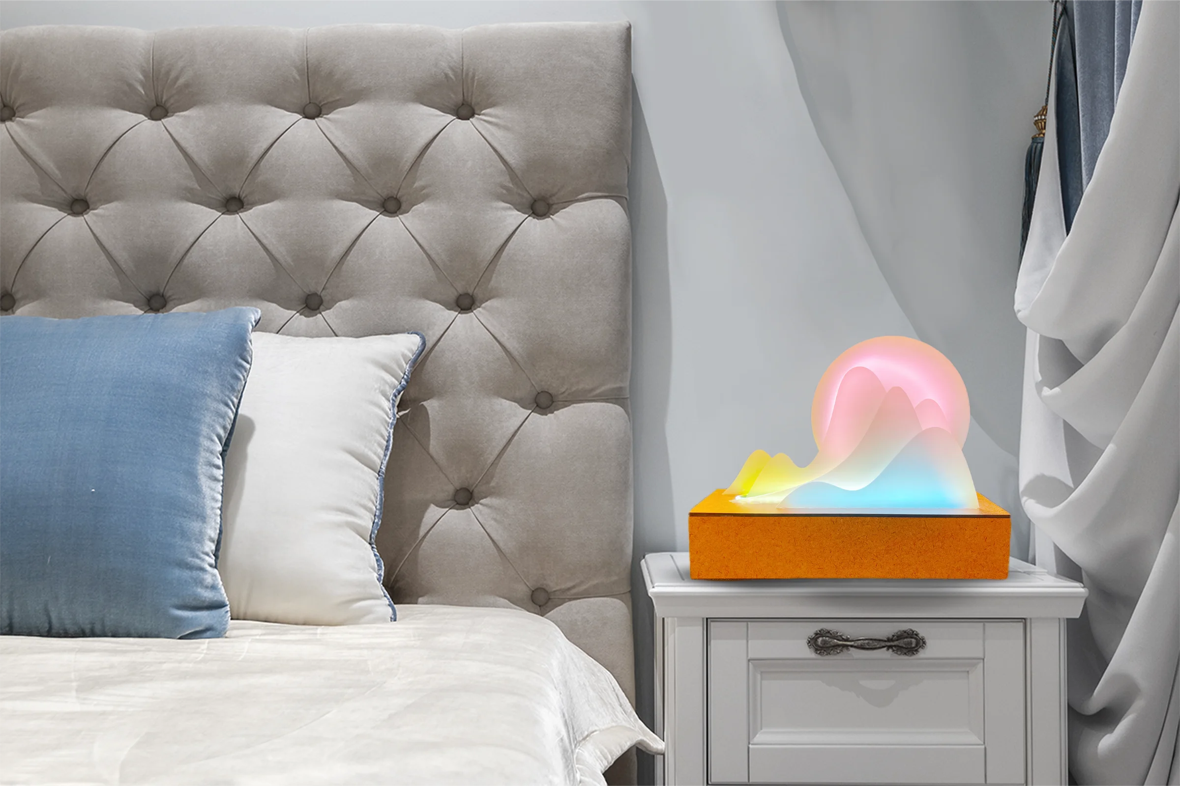 Horizon on a bedside table — sunrise simulation in context