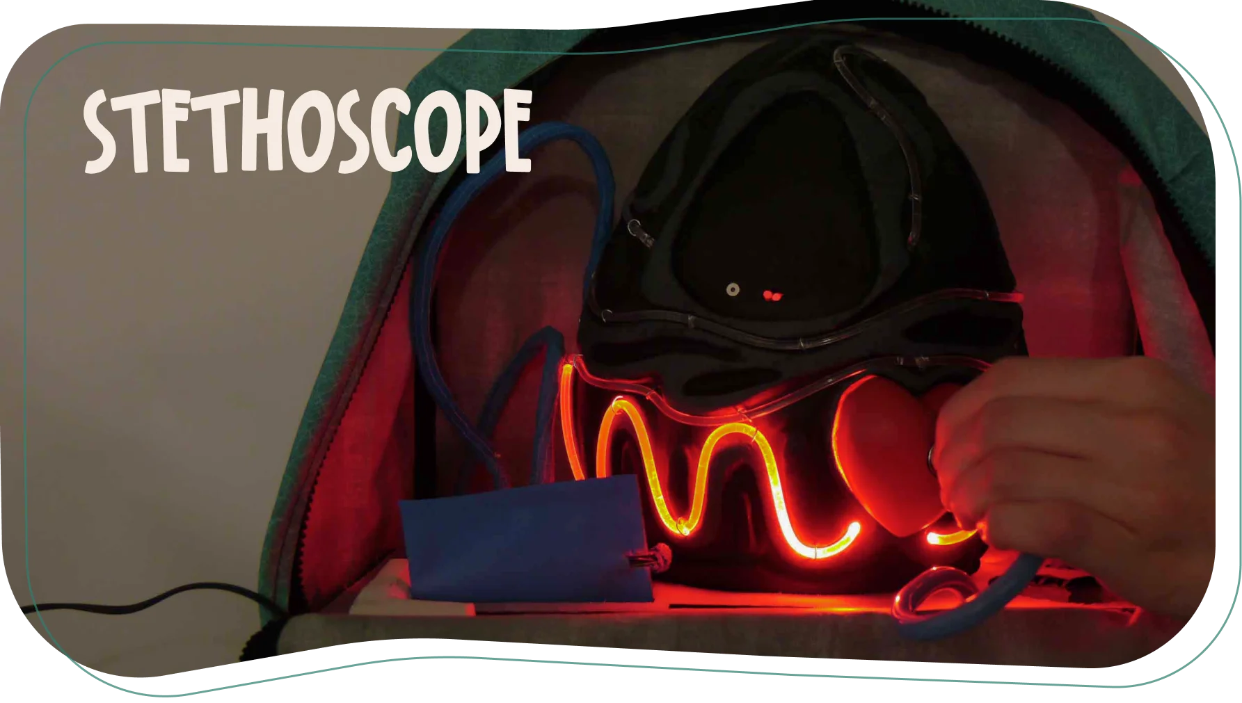 Stethoscope triggering heartbeat light pattern on the egg