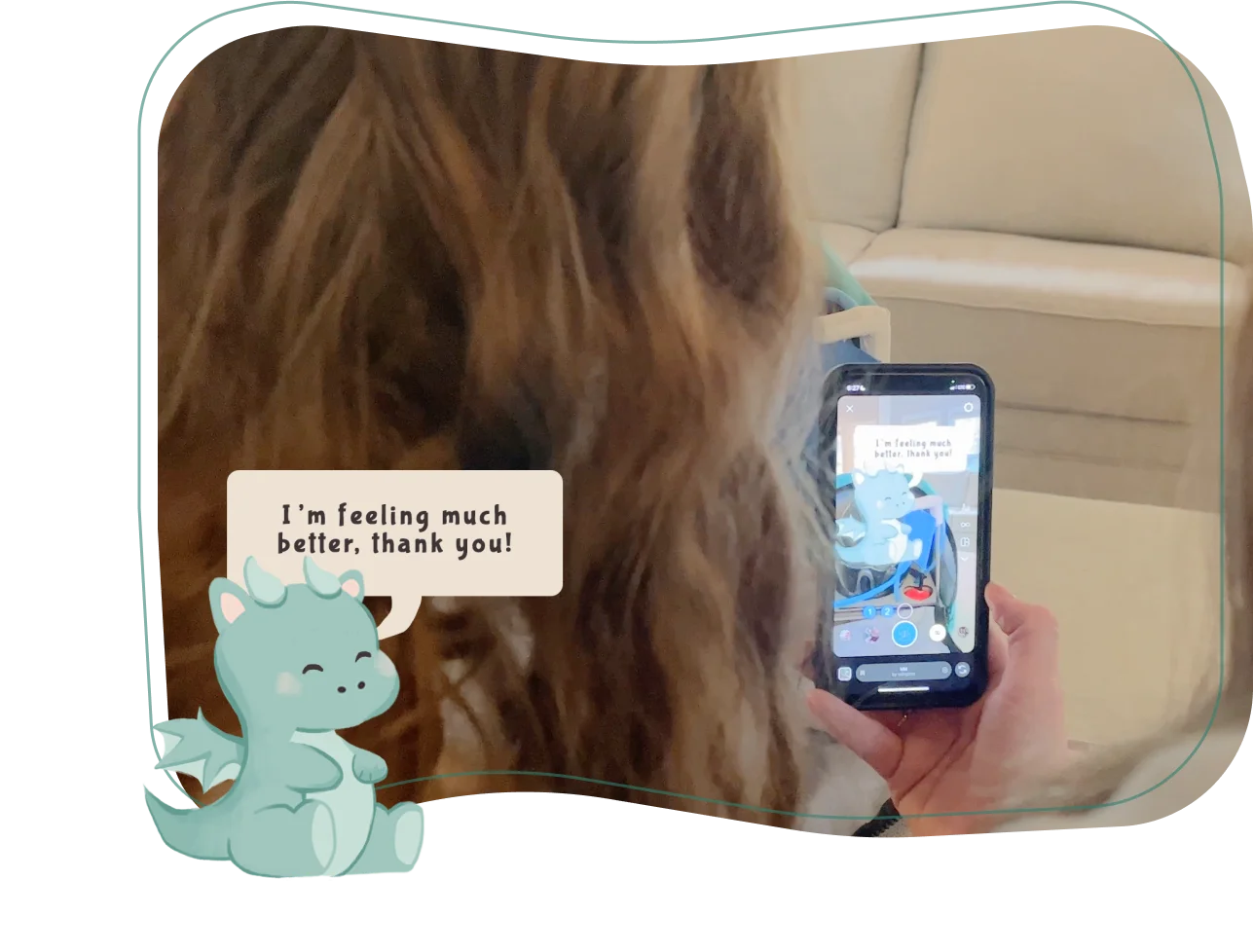 Using the app, the child and guardian can check on the egg again. The child discovers that their actions helped the egg.